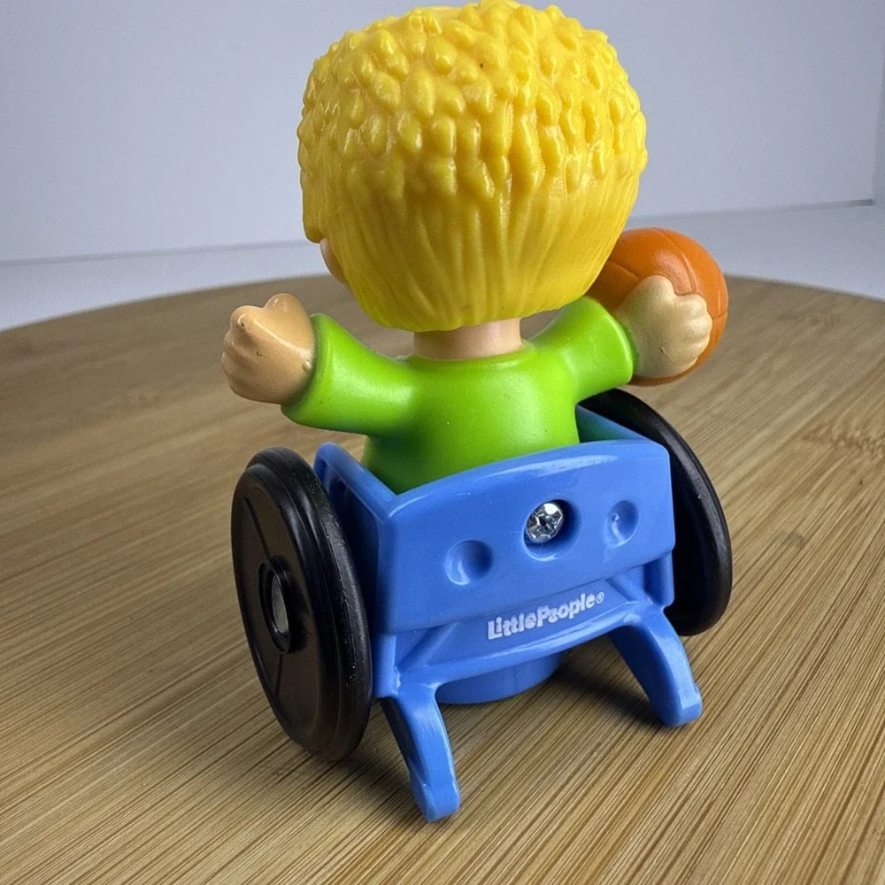 Fisher Price Little People Blonde Boy in Wheelchair Basketball School Bus Figure